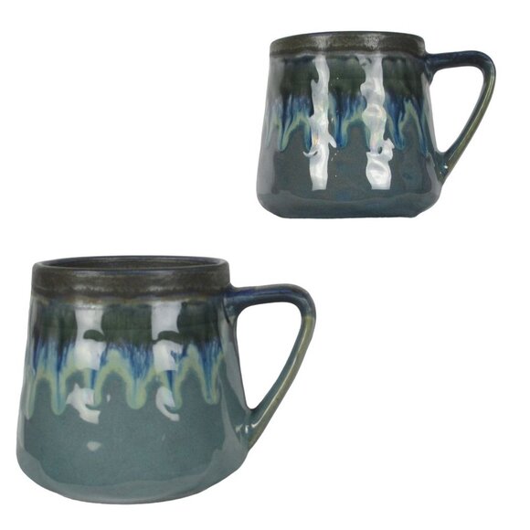 R2 Zrike Crafted Ombre Drip Glaze Stoneware Mugs 16 oz. SET OF 2 - Picture 1 of 6